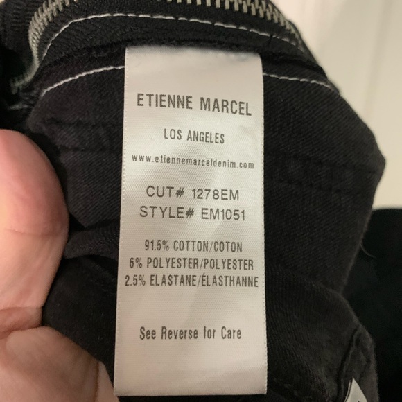 Etienne Marcel Jeans, 27 Black Denim Skinny Side Stripe with Zippers, Mid Rise - Picture 12 of 12